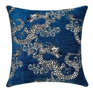 New Sherry Kline Dragonette Pillow Cover Sapphire 22" Square MSRP $130